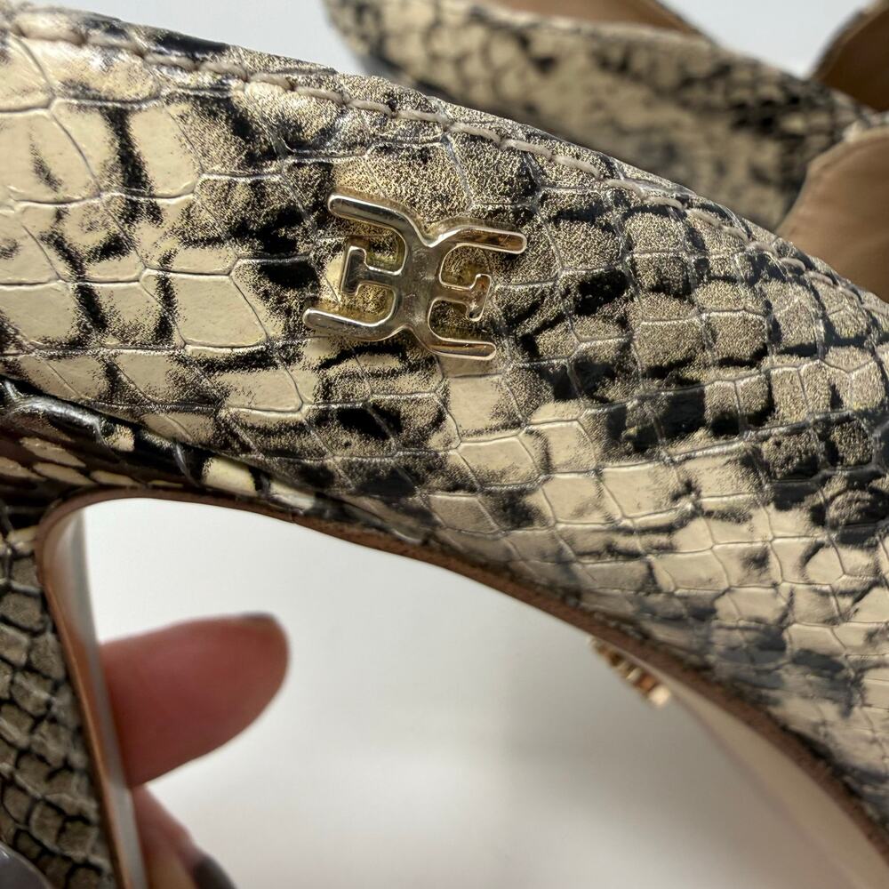 Sam Edelman Harlee Embossed Snake Print Mule Heels Sz. 7.5 Slip On EUC - Picture 3 of 13